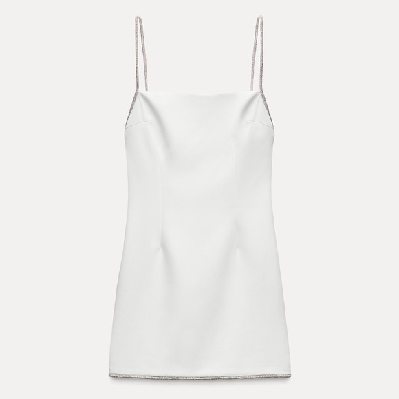 NWT Zara white mini dress with rhinestones - Picture 3 of 10